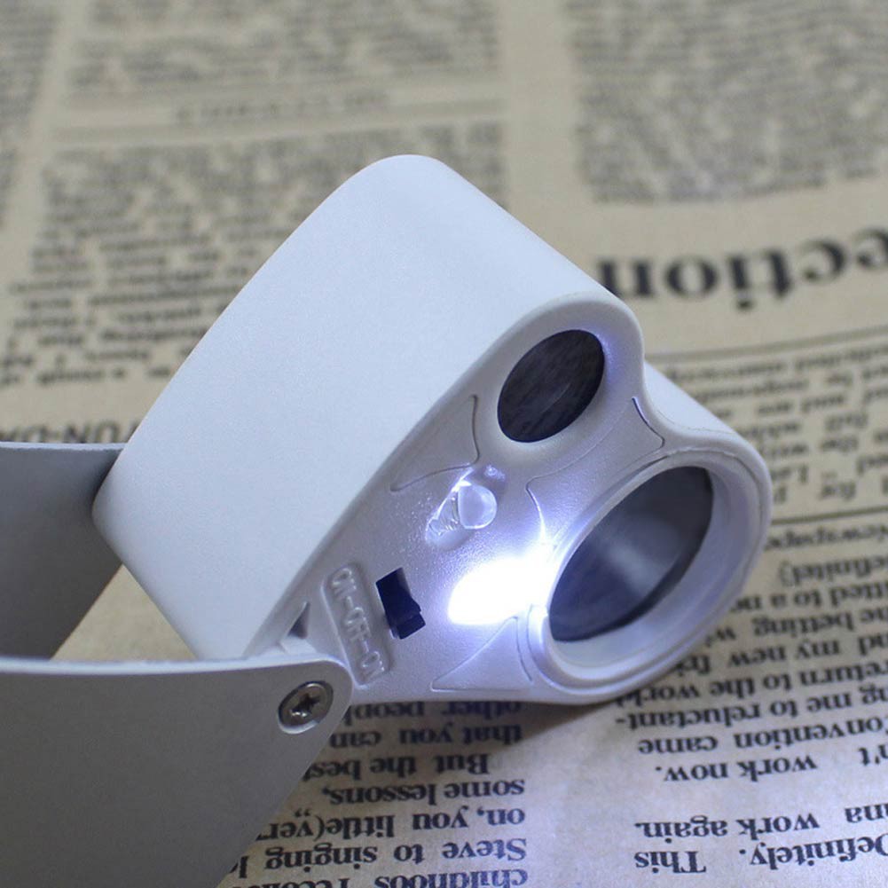 ส่งจากไทย! กล้องส่องพระไฟทางเดียว MAGNIFIER (สีขาว) สองเลนส์ 30X และ 60X มีไฟ LED สว่างใส ชัดเจน