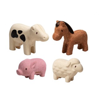 PlanToys 6127 FARM ANIMALS SET ของเล่นไม้ชุดตุ๊กตาสัตว์ในฟาร์มของเล่นเด็ก 12 เดือน