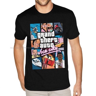 [COD]เสื้อยืดแขนสั้น ผ้าฝ้าย พิมพ์ลายกราฟฟิค Grand Theft Auto Vice City GTA GAME สีเทา สําหรับผู้ชาย