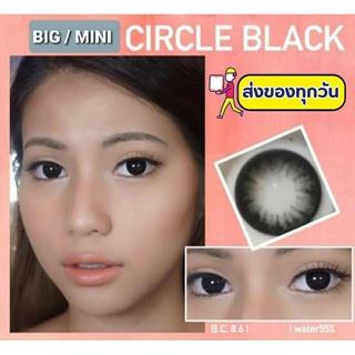 💖 Kitty Kawaii ๑ สีดำ black Circle mini/big สายตา -00 ถึง -1000 ( ระบุขนาดถามก่อน )คอนแทคเลนส์ ราคาถูก ฟรีตลับ