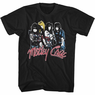 T-shirt  เสื้อยืด พิมพ์ลายโลโก้ Motley Crue Band สีดํา สไตล์คลาสสิก สําหรับผู้ใหญ่S-5XL