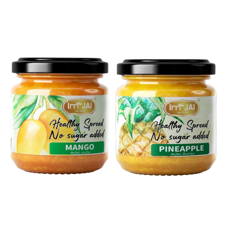 สับปะรด+มะม่วง สเปรด 200 g. ไม่ใส่น้ำตาล แพค 2 กระปุก ไม่ใส่เจลาติน สายคลีน Vegan, Prebiotic มี อย. GHPs Codex, HAL