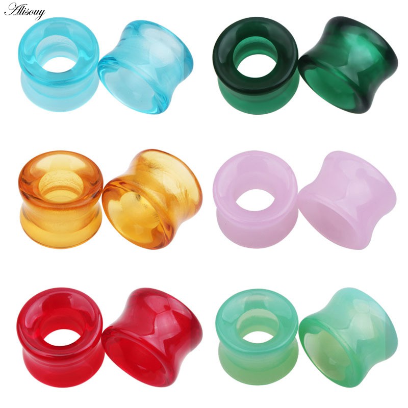 หินหูอุโมงค์ปลั๊ก 2PCS สไตล์ Hollow double Flared สำหรับขยายและยืดหยุ่นรูหู เหมาะทั้งเพศ