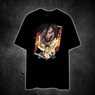 Eren เสื้อยืด ผ้าฝ้าย 100% พิมพ์ลาย ATTACK TITAN สําหรับผู้ชาย และผู้หญิงS-3XL