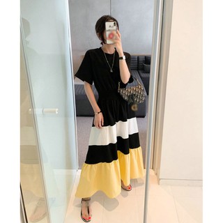 [2532] เดรสผ้ายืดเอวจั๊ม