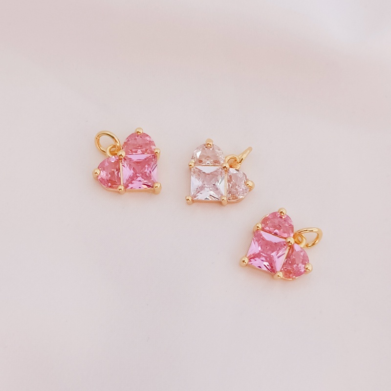 จี้สร้อยคอ สร้อยข้อมือ ชุบทองแดง 14K รูปหัวใจ ฝังคริสตัลพีช แข็งแรง แฮนด์เมด DIY - รูปที่ 5