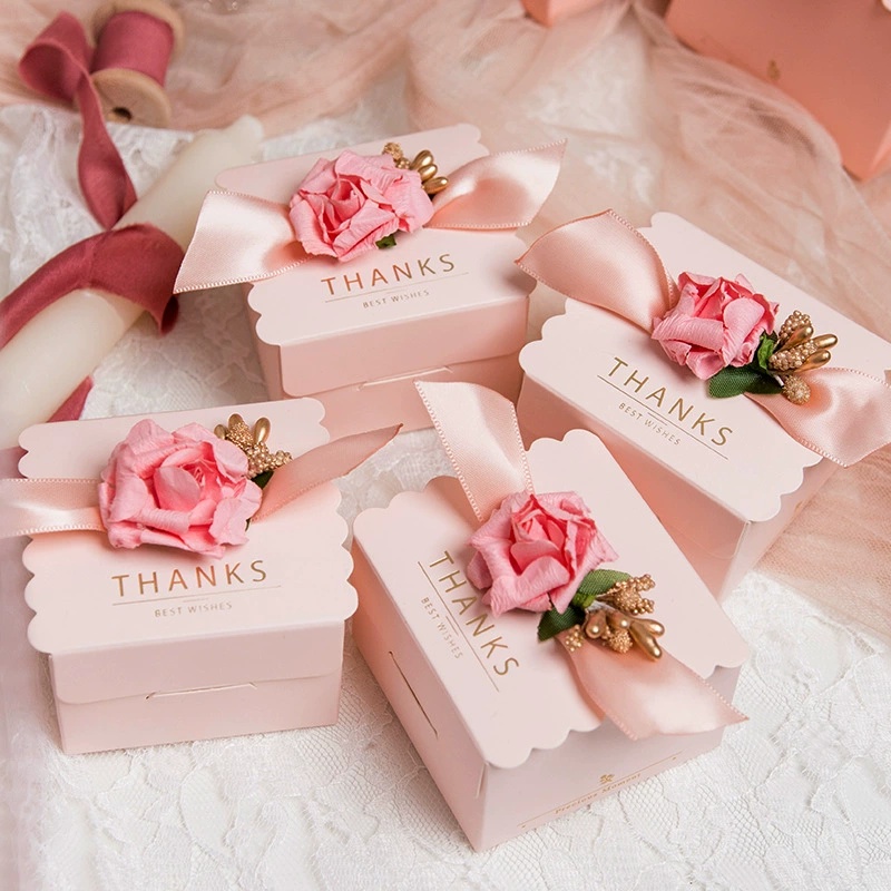 GIDA พร้อมส่ง กล่องของชำร่วย กล่องของขวัญ งานแต่ง กล่องน่ารักๆทรงสี่เหลี่ยมมีโบว์