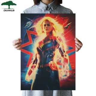 Dlkklb Avengers retro captain classic movie สติ๊กเกอร์โปสเตอร์สําหรับติดตกแต่งผนังบาร์คาเฟ่ 51x36ซม.