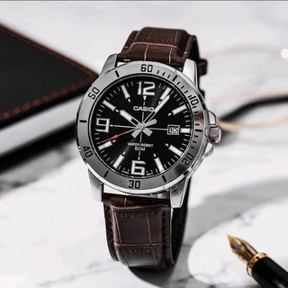 (กันน้ำ) Casio นาฬิกาข้อมือผู้ชาย สายหนัง วันที่ นาฬิกาคาสิโ…