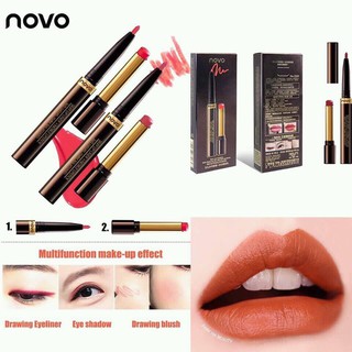 novo silky lip liner + noble lipstick 2in1 1 Double Head Lipstick Moisturizing Smooth Lip โนโว ลิปสติก ลิปขอบปาก No.5164