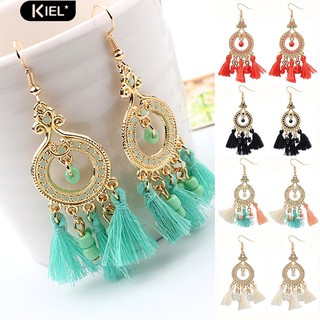 Kiel Vintage Boho Tassels จี้คอยาวจี้ต่างหูเครื่องประดับ Eardrop