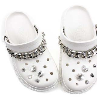 Jibitz Croc เข็มกลัดโลหะ คริสตัล สีเงิน สีทอง เครื่องประดับ สําหรับผู้หญิง