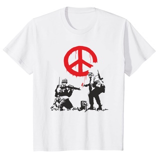 เสื้อยืดผ้าฝ้ายพรีเมี่ยม เสื้อยืด พิมพ์ลาย Street Art Peace สําหรับผู้ใหญ่