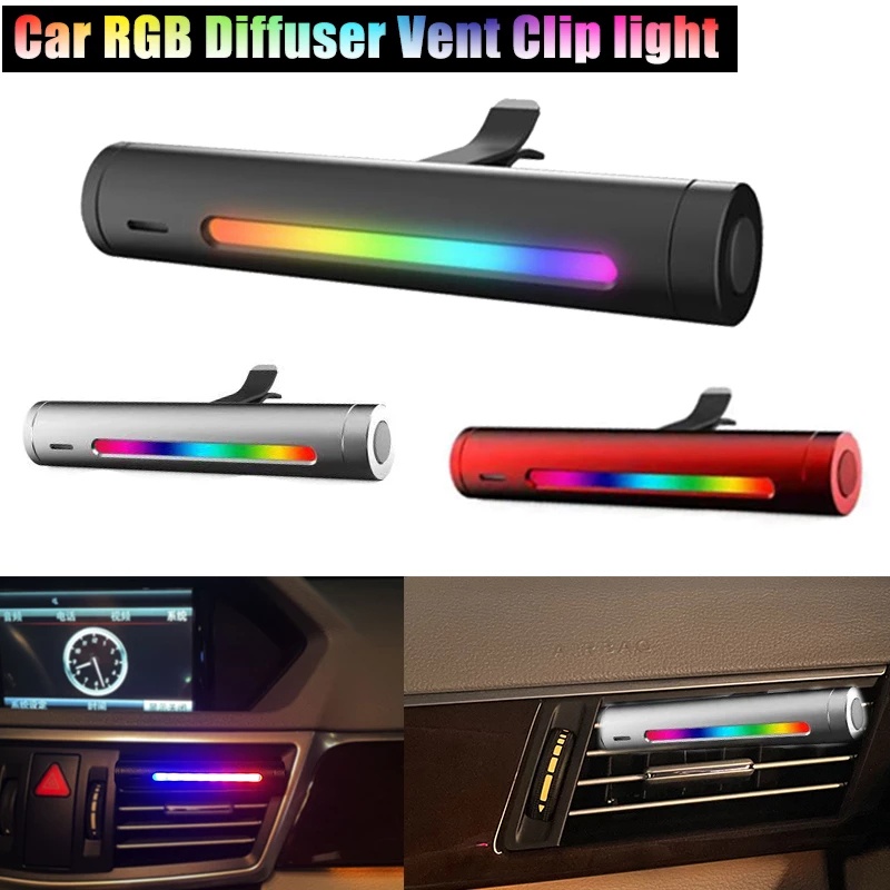 124packs Auto Voice Activated Car Rgb Light Music Diffuser Vent Clip ...