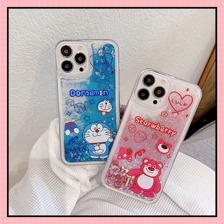 เคสโทรศัพท์มือถือนิ่ม ลายการ์ตูนโดราเอมอน หมี สตรอว์เบอร์รี่ มีทรายไหล สําหรับ Samsung Galaxy S22 S22+ S21 S21+ S20 Ultra FE S20+ S10 5G Lite S10+ S9 S9+ S8 S8+ S7 S6 edge Plus