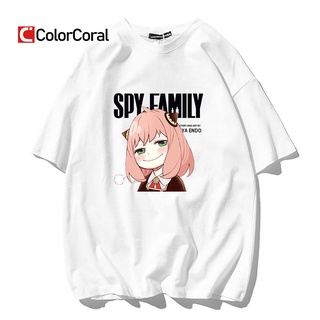 เสื้อยืดโอเวอร์ไซส์Colorcoral Spy X Family เสื้อยืดแขนสั้น พิมพ์ลายการ์ตูนอนิเมะ Anya Forger น่ารัก สไตล์ฮาราจูกุ แฟชั่น