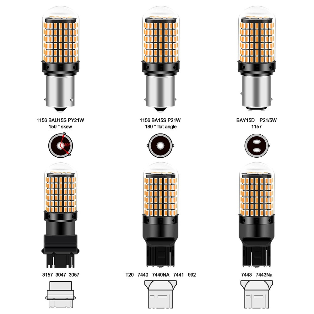หลอดไฟเลี้ยว LED 1156 BA15S t15 P21W BAU15S PY21W 7440 W21W P21/5W 1157 BAY15D 7443 3157 144smd 1 ชิ้น ราคา ถูกที่สุด ดีลบีเคเค แกลเลอรีภาพที่ 5