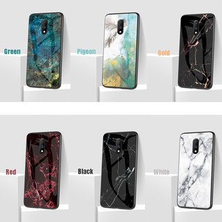 OnePlus 5 5T 6 6T 7 Pro One Plus 1+  Casing Fashion Marbled Glass Back Hrad Phone Cover Case แพ็คดี