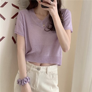 doubleรูปแบบใหม่ ครอบตัดด้านบน มุมมองคอวีถักเสื้อยืดแขนสั้นทุกการแข่งขัน