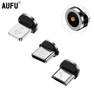 Aufu ปลั๊กแม่เหล็ก ทรงกลม Type C Micro USB C ชาร์จเร็ว อะแดปเตอร์โทรศัพท์ Type-C ปลั๊กชาร์จแม่เหล็ก ไม่มีสาย USB