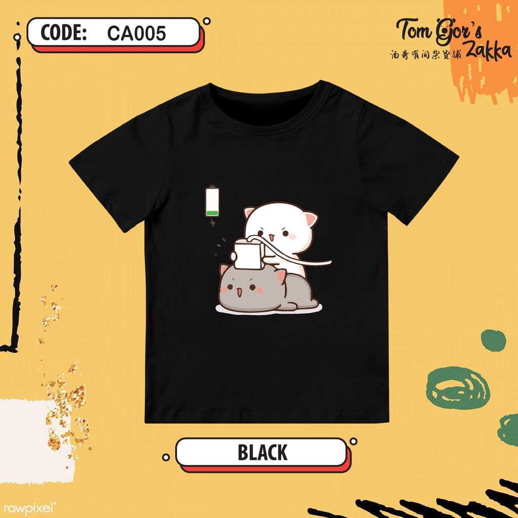 CUTE CAT CA005 Kids Tshirt 100% Cotton Round Neck Short Sleeve Unisex Game Tee