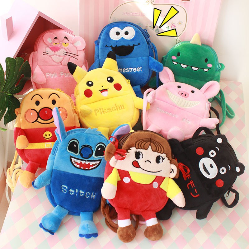 กระเป๋าสะพายไหล่พิมพ์ลายการ์ตูนไดโนเสาร์ BMO Pikachu rabbit Brown Bear Pooch bear