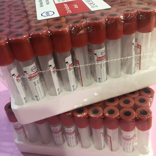 หลอดบรรจุสิ่งส่งตรวจ Non-vacuum blood Tube , Clot Activator tube  ขนาด 4 ml , 100 ชิ้น/เเพ๊ค