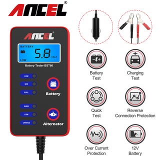 Ancel BST60 เครื่องทดสอบแบตเตอรี่รถยนต์ ระบบแบตเตอรี่ 12V เครื่องวิเคราะห์แบตเตอรี่อัตโนมัติ เครื่องมือแบตเตอรี่รถยนต์