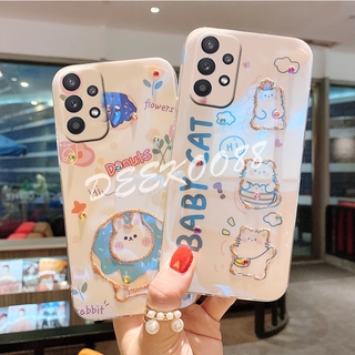 จัดส่งฟรี New Style เคสโทรศัพท์ Samsung Galaxy A72 A52 A32 A02 M02 A12 Note 20 Ultra Note 10 10+ Pro Plus 9 5G 4G Casing Fashion Luxury Rhinestone Bling Glitter Soft Lovely Cartoon Cat Rabbit White Back Cover Phone Case