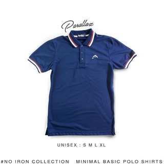 Parallax | เสื้อโปโลสีกรม รุ่น Noiron ไม่ต้องรีด  Polo (Navy)