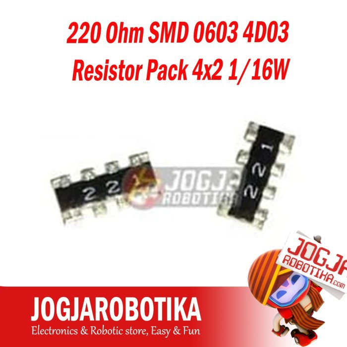 220 Ohm SMD 0603 4D03 Resistor Pack 4x2 1/16W