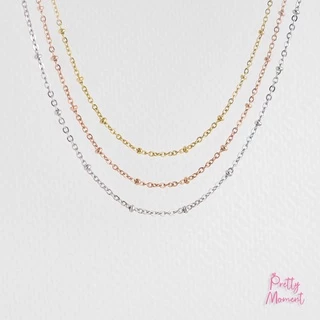 สร้อยเปล่า สแตนเลส Pretty Moment ลายไข่ปลา โชคเกอร์ ไม่ดำ ไม่ลอก ปรับระดับ สีเงิน สีโรสโกล สีทอง แข็งแรง ทนทาน คงสภาพ