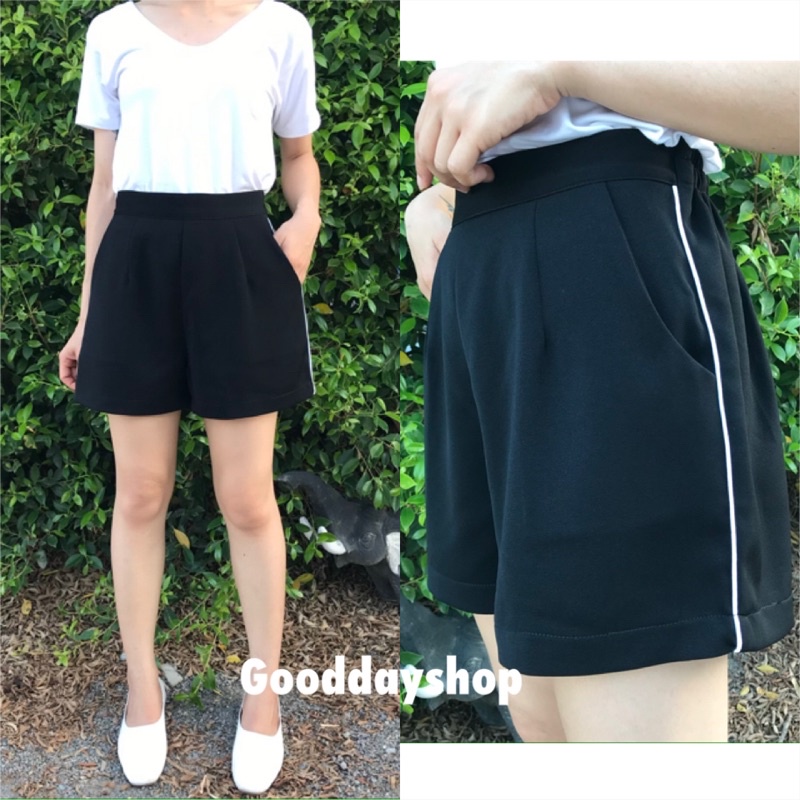 004 กางเกงขาสั้น แต่งกุ๊นข้างสีขาว