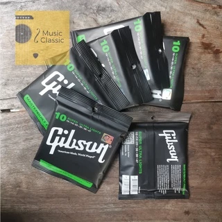 Gibson สายกีตาร์โปร่ง เบอร์10 แถมฟรี ปิ๊กดีดกีต้าร์ "1 ชุดครบ 6 เส้น"