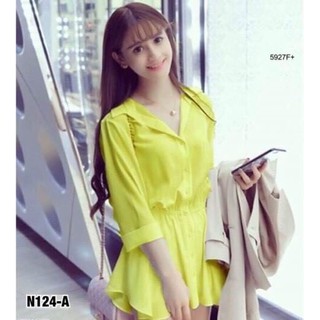 N124-A Set 2 ชิ้น เดรสชิ้ตคอปก งานผ้าชีฟอง