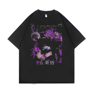 tshirtเสื้อยืดคอกลมฤดูร้อนเสื้อยืด ขนาดใหญ่ พิมพ์ลาย Gojo Satoru Psycho Crucify | สีดํา | เสื้อยืด พิมพ์ลาย Kaisen Jujut