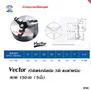 ST Hardware หัวจับแท่นกลึงเหล็ก 3 จับ เข้าพร้อม ขนาด 125มม  ( 5 นิ้ว )  รุ่น SK11-125