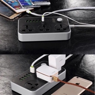 LDNIO SC3604 Power Strip with 3 AC Sockets + 6 USB Ports - Black / EU Plug 🔥🔥🔥