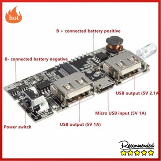 pcb เมนบอร์ด dual usb 5v 2 . 1 a แบตเตอรี่สํารอง 18650 โมดูล 57x28 มม.