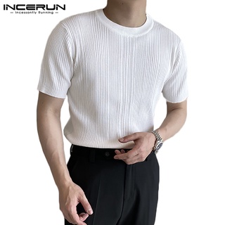 Incerun เสื้อยืด คอกลม แขนสั้น สไตล์เรียบง่าย แฟชั่นสําหรับผู้ชาย