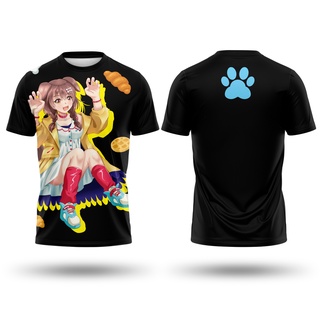 เสื้อยืดอนิเมะญี่ปุ่น Hime Anime Inugami Korone Black