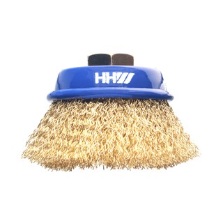 HHW แปรงลวดเคลือบทองเหลืองรูปถ้วย (เหล็ก) Cup Brush Brass Coated (steel)