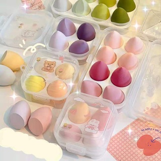 [พร้อมส่ง] พัฟฟองน้ําแต่งหน้า (ไม่มีกล่อง) สําหรับเกลี่ยเครื่องสําอาง แป้งผสมรองพื้น 4 ชิ้น