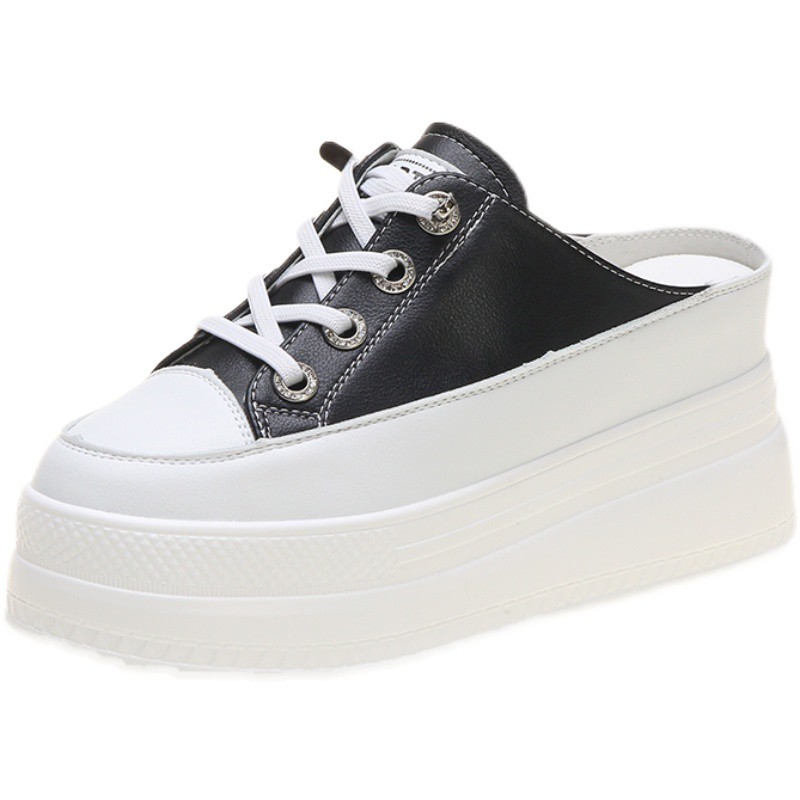 (IL215)ผ้าใบเปิดส้น สูง8cm/3.2นิ้ว (ขาว,ดำ) Sz.34-39 **❥𝓟𝓻𝓮-𝓞𝓻𝓭𝓮𝓻