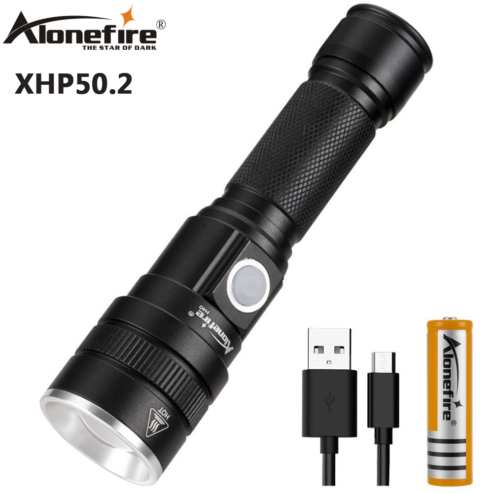 Alonefire H40 Super ที่มีประสิทธิภาพ XHP50.2 ซูมไฟฉาย LED ไฟฉายโคมไฟกันน้ําสําหรับการตั้งแคมป์กลางแจ
