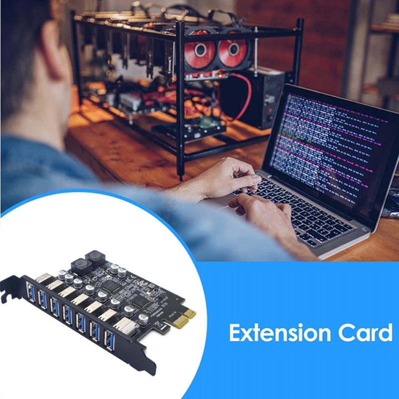 อะแดปเตอร์การ์ดขยาย USB 3.2 Pci Express Pci E เป็น 7 พอร์ต USB3 Gen1 Pci-E Extender Pci Express Card #7