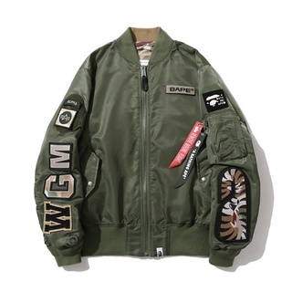 ขายดี BAPE X ALPHA INDUSTRIES REVERSIBLE MA-1 jacket