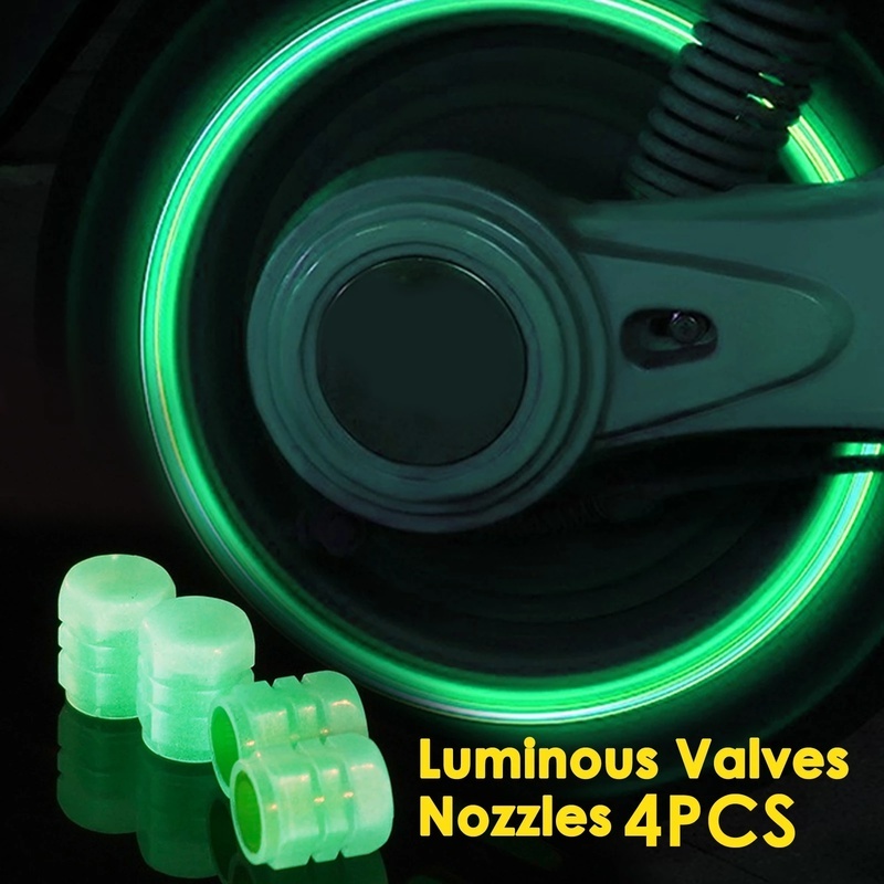 [Hot][ใหม่] 1/4 ชิ้นแพ็คขนาดกะทัดรัดสากลเรืองแสงสีเขียว Self-Luminous ยางรถวาล์ว/ฝุ่นจักรยานและรถจักรยานยนต์ Luminous Stem Caps / อุปกรณ์ตกแต่งรถยนต์