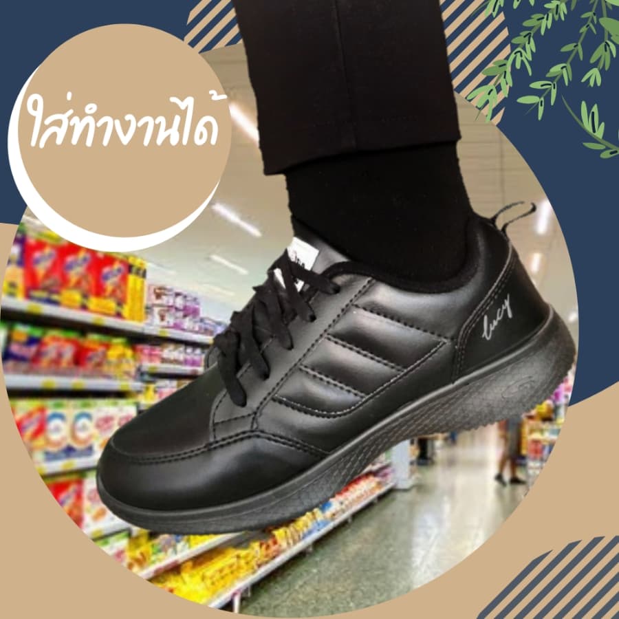 SIZE36-41 ผ้าใบแฟชั่นส้นสูง1นิ้ว ใส่ทำงานในองค์กร ถูกระเบียบ ยี่ห้อGIGA รุ่นLUCY สีดำ