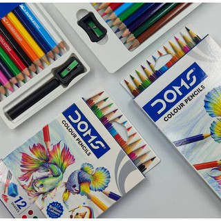 ดินสอสีไม้ 12 สี สีสั้น/ สียาว DOMS COLER PENCILS ฟรี! กบเหลา (จำนวน 1 กล่อง) อุปกรณ์การเรียน เครื่องเขียน นักเรียน